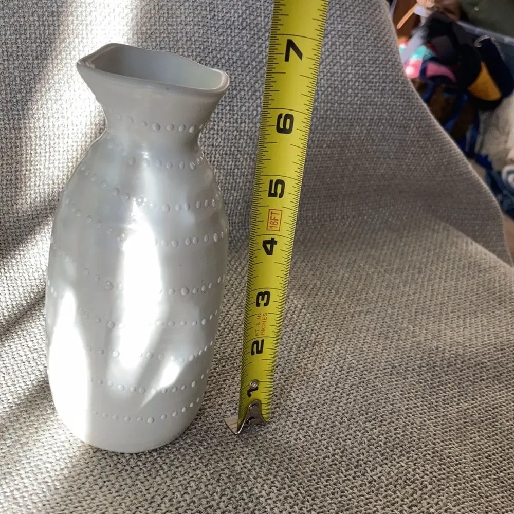 Crate and Barrel silver white ceramic sake bottle vase